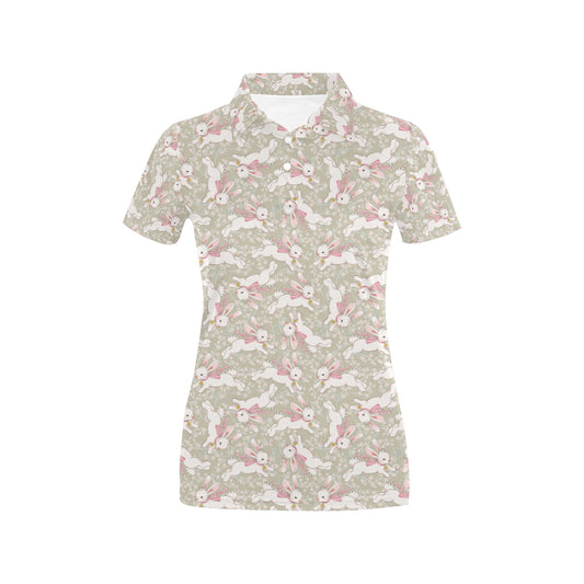 Bunny Pattern Print Design 06 Women's Polo Shirt