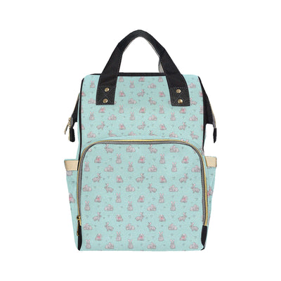 Bunny Pattern Print Design 02 Diaper Bag Backpack