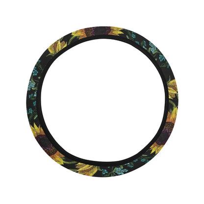 Sunflower Print Design LKS308 Steering Wheel Cover with Elastic Edge