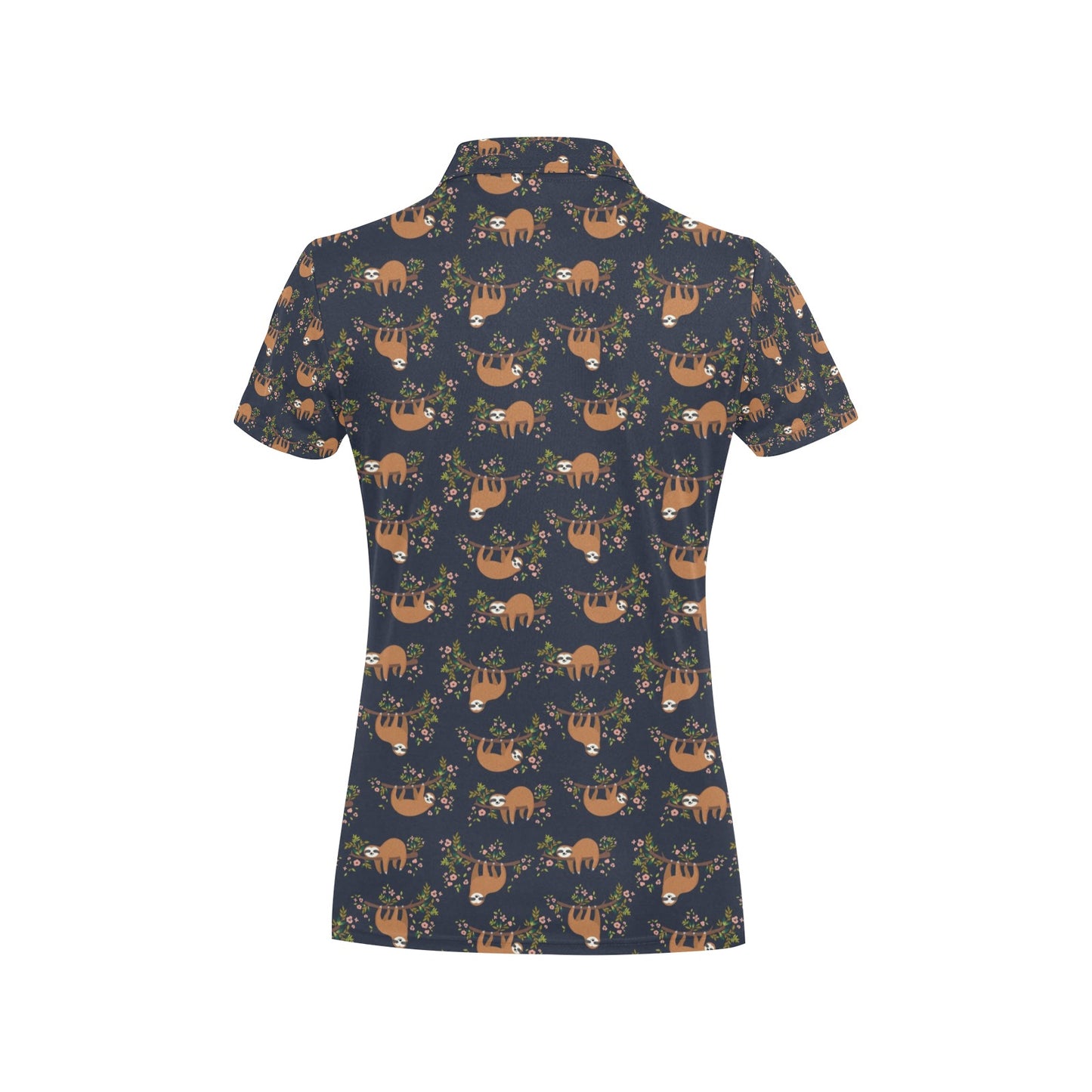 Sloth flower Design Themed Print Women's Polo Shirt