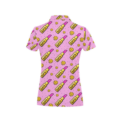 Lipstick Pattern Print Design LT03 Women's Polo Shirt