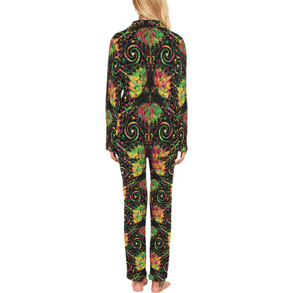 lotus Boho Pattern Print Design LO09 Women's Long Pajama Set