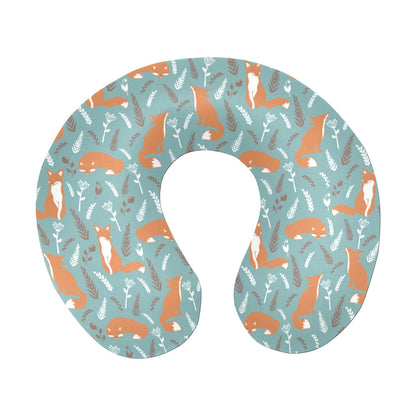 Fox Forest Print Pattern U-Shaped Travel Neck Pillow