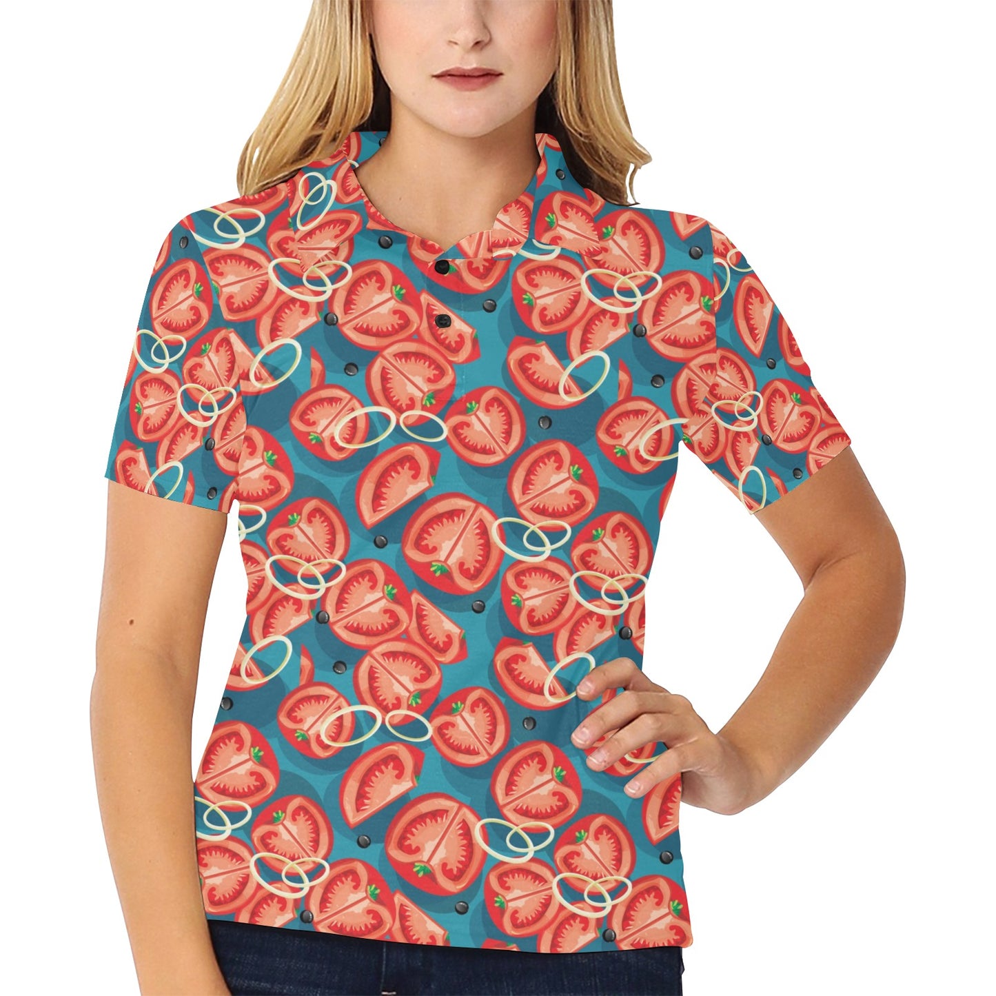 Tomato Print Design LKS301 Women's Polo Shirt