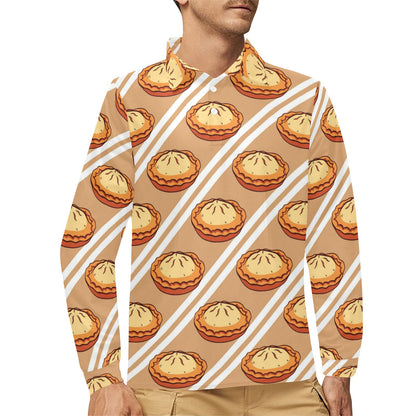 Pie Pattern Print Design A02 Long Sleeve Polo Shirt For Men's
