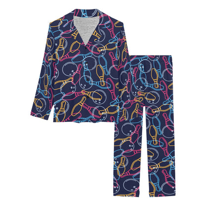 Bowling Pattern Print Design 07 Women's Long Pajama Set