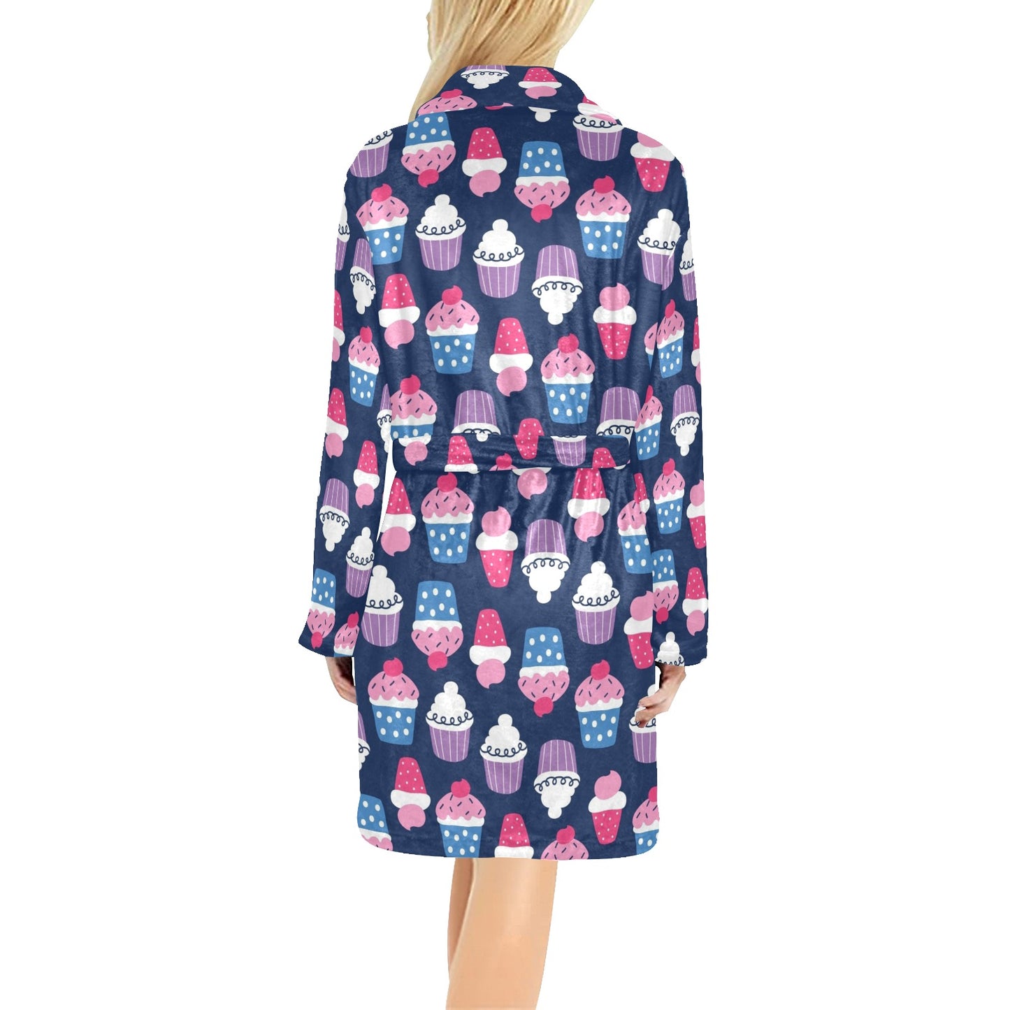 Cupcake Pattern Print Design CP04 Women's Fleece Robe
