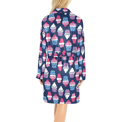 Cupcake Pattern Print Design CP04 Women's Fleece Robe