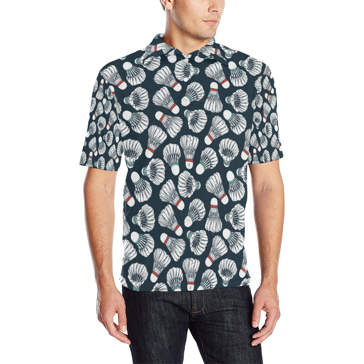 Badminton Ball Pattern Print Design 01 Men Polo Shirt