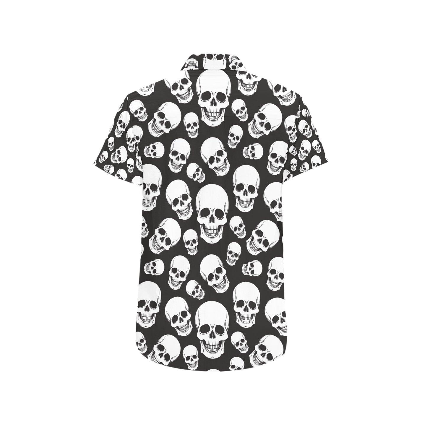 Skull Print Design LKS301 Men Short Sleeve Button Up Shirt