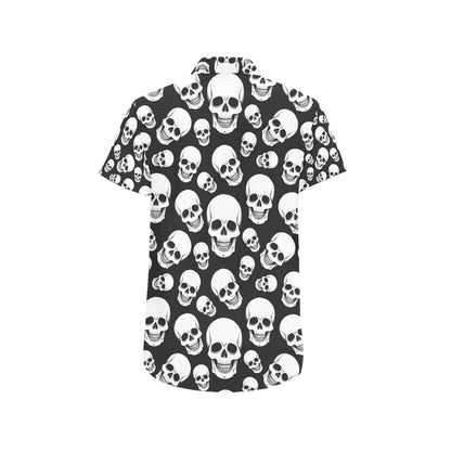 Skull Print Design LKS301 Men Short Sleeve Button Up Shirt
