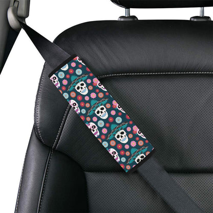 Sugar Skull Print Design LKS308 Car Seat Belt Cover