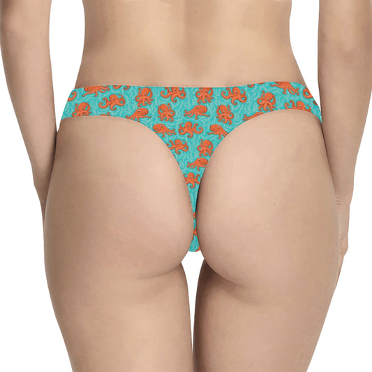 Octopus Cartoon Design Print Themed Women's Thongs