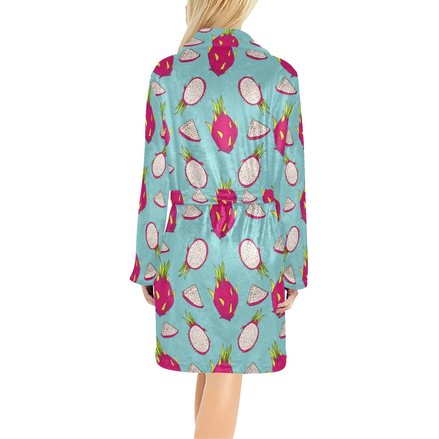 Dragonfruit Pattern Print Design DF01 Women's Fleece Robe