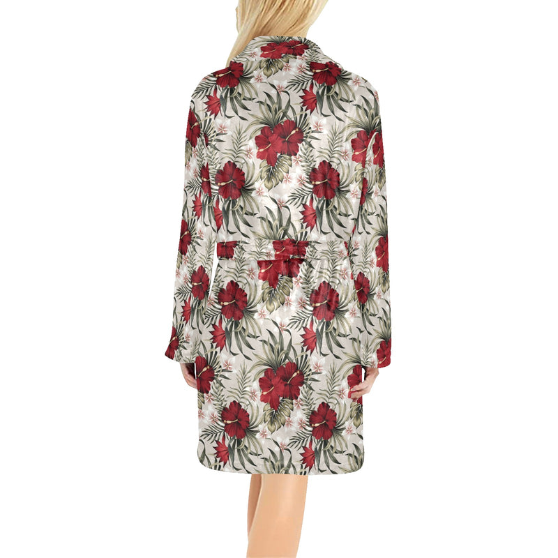 Hibiscus Print Design LKS3011 Women's Fleece Robe