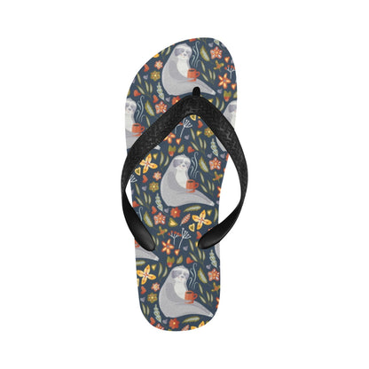 Sloth Print Design LKS303 Flip Flops