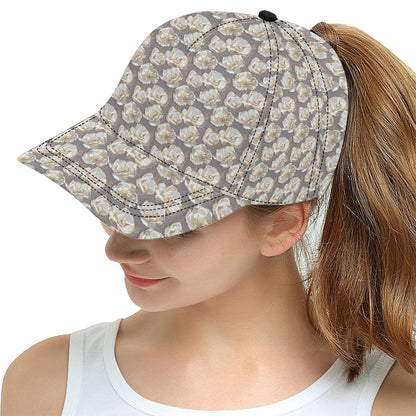 Elegant Grey Flower Print Snapback Cap