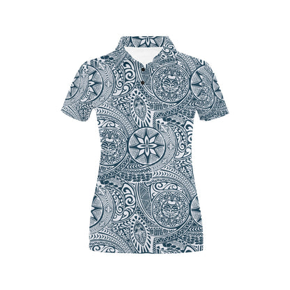 Polynesian Pattern Print Design A03 Women's Polo Shirt