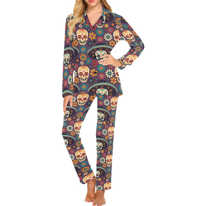 sugar skull Maxican Pattern Women's Long Pajama Set