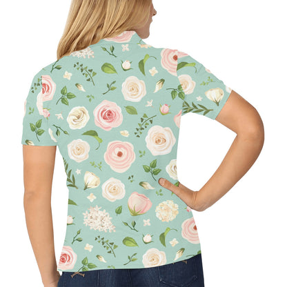 Lisianthus Pattern Print Design 01 Women's Polo Shirt