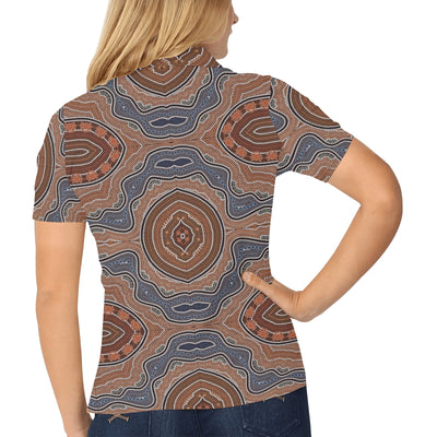 Aboriginal Pattern Print Design 01 Women's Polo Shirt