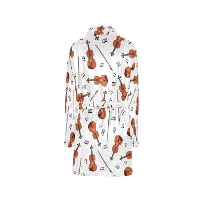 Violin Pattern Print Design 02 Women's Fleece Robe