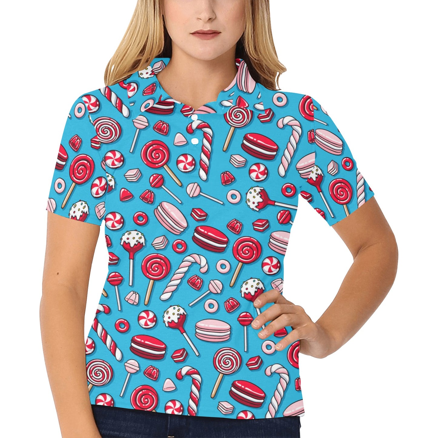Candy Pattern Print Design 05 Women's Polo Shirt
