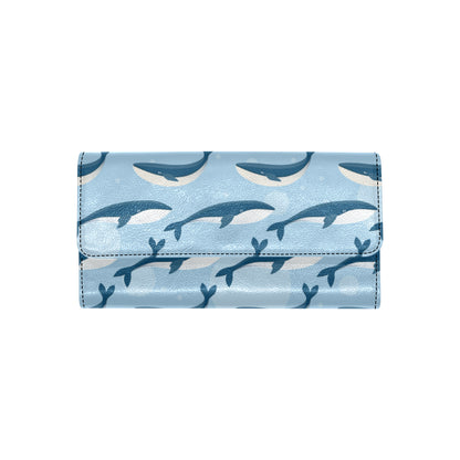 Blue Whale Pattern Print Design 02 Women's Trifold Wallet