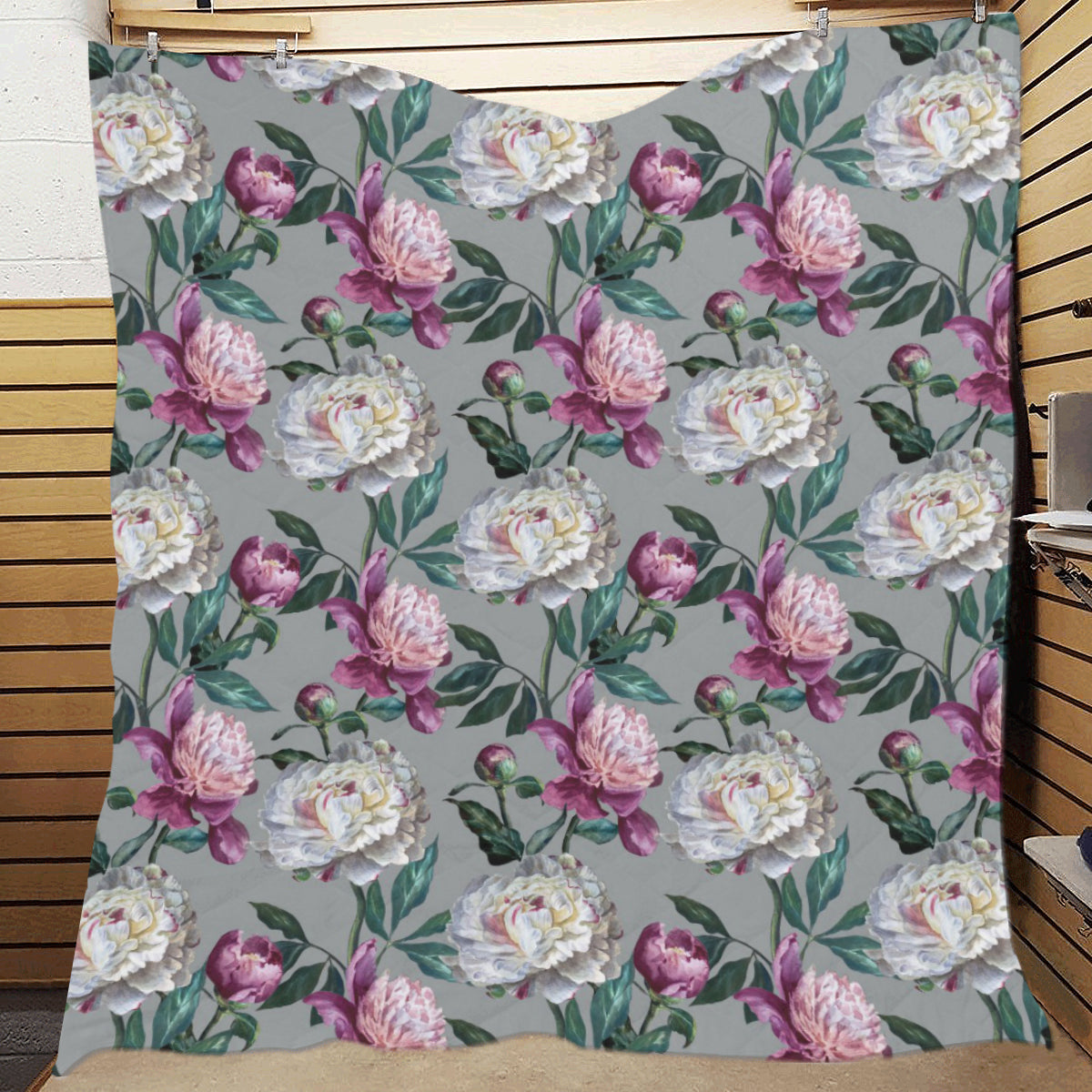 Peony Pattern Print Design PE01 Premium Quilt