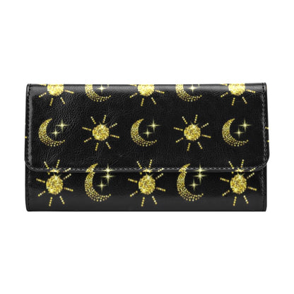 Sun Moon Print Design LKS304 Women's Trifold Wallet