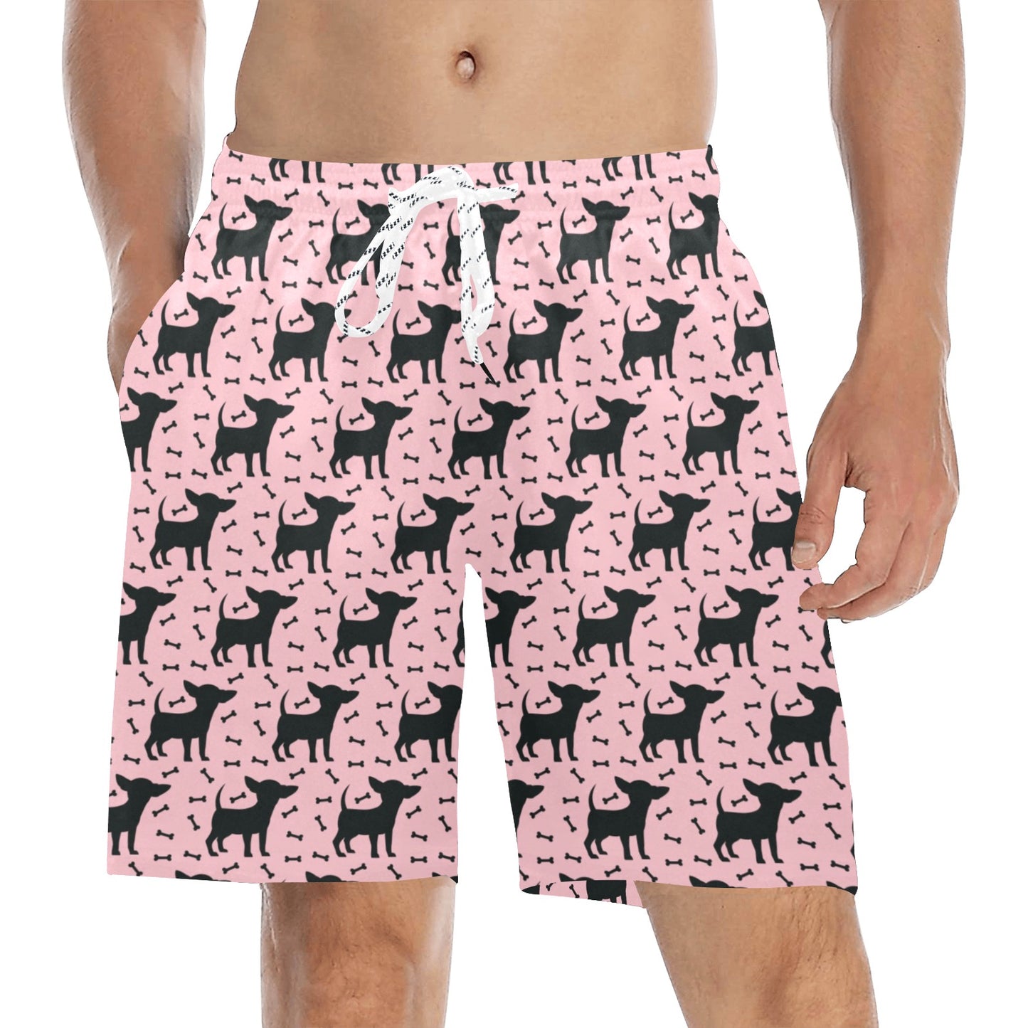 Chihuahua Pink Print Pattern Men's Swim Trunks Beach Shorts