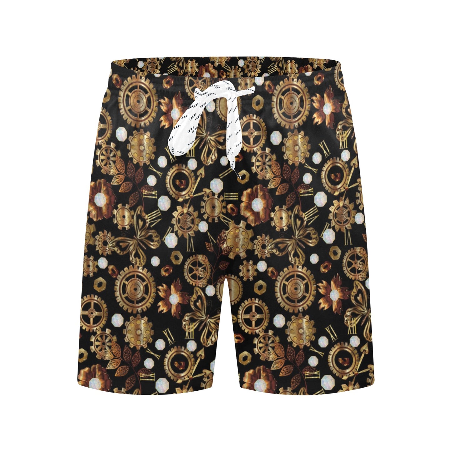 Steampunk Butterfly Design Themed Print Men's Swim Trunks Beach Shorts