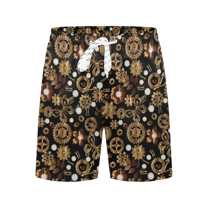 Steampunk Butterfly Design Themed Print Men's Swim Trunks Beach Shorts