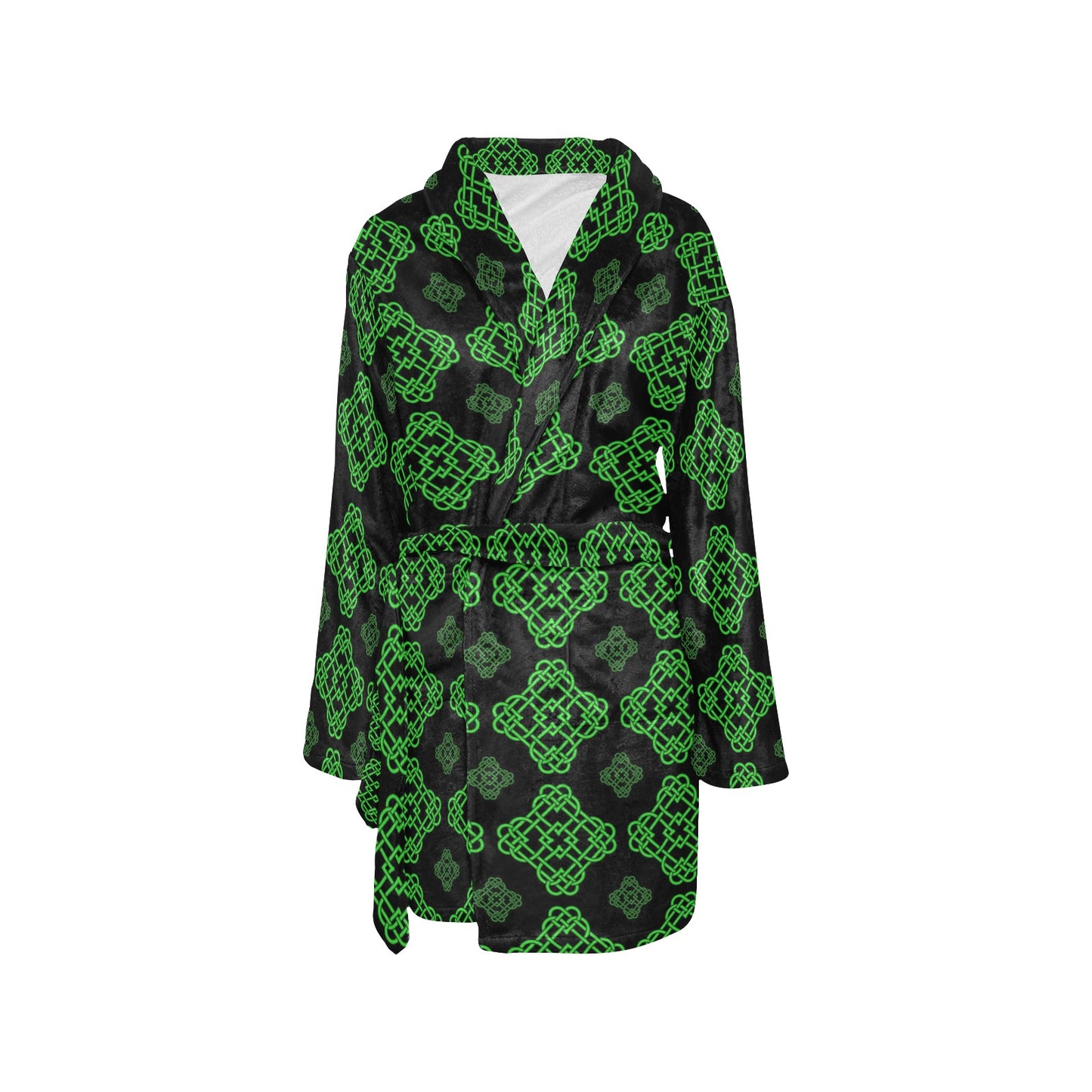 Celtic Knot Green Neon Design Women's Fleece Robe