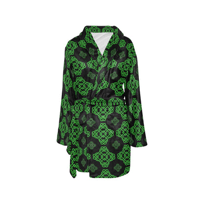 Celtic Knot Green Neon Design Women's Fleece Robe