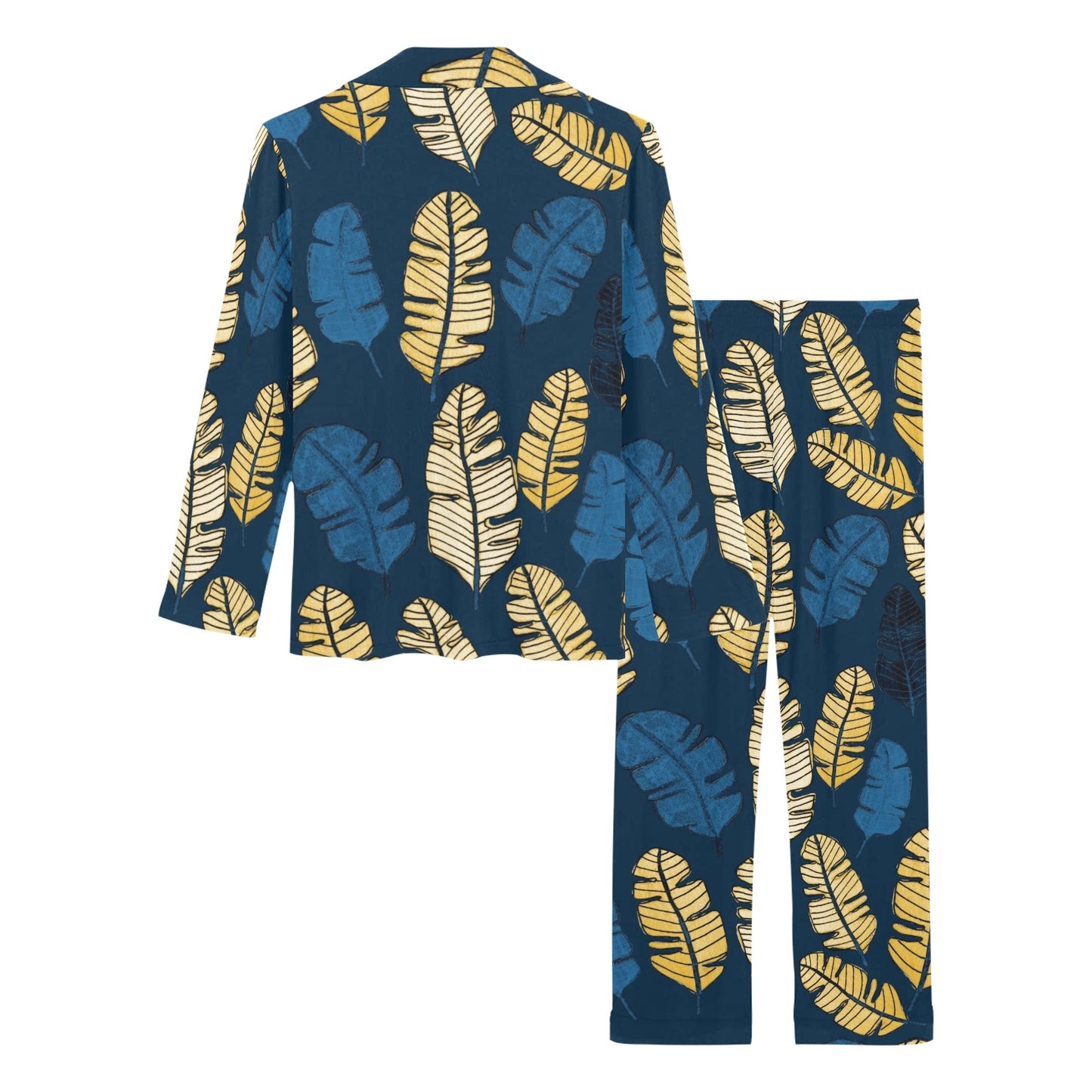 Banana Leaf Pattern Print Design BL09 Women's Long Pajama Set