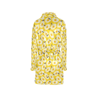 Bee Daisy Pattern Print Design 06 Women's Fleece Robe