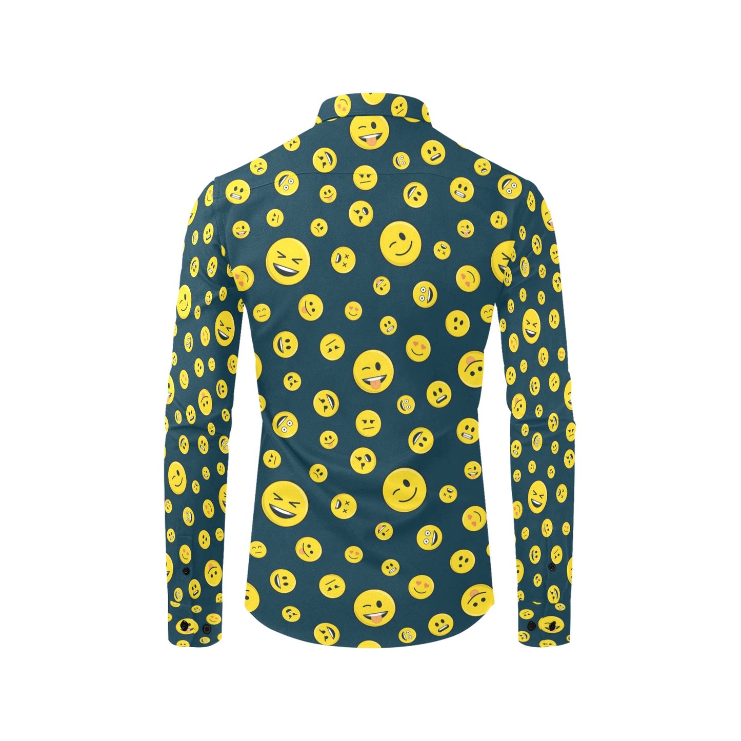 Smiley Face Emoji Print Design LKS301 Men's Long Sleeve Dress Shirt
