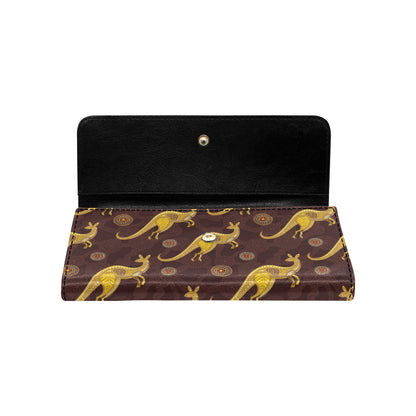 Kangaroos Aboriginal Pattern Print Design 08 Women's Trifold Wallet
