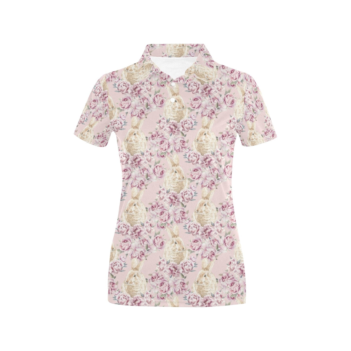 Rabbit Print Design LKS403 Women's Polo Shirt