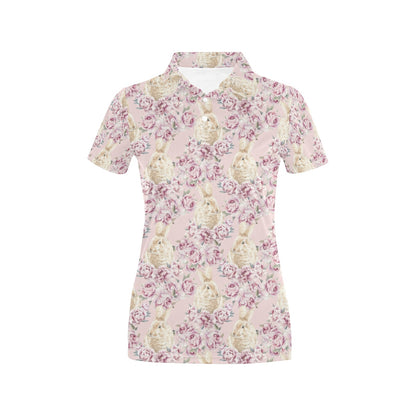 Rabbit Print Design LKS403 Women's Polo Shirt