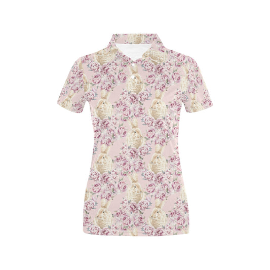 Rabbit Print Design LKS403 Women's Polo Shirt