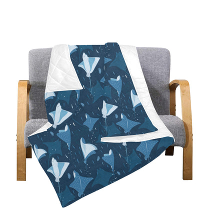 Manta Ray Pattern Print Design 02 Premium Quilt