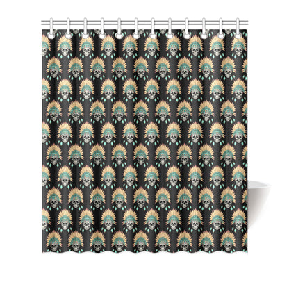 American indian Skull Pattern Shower Curtain