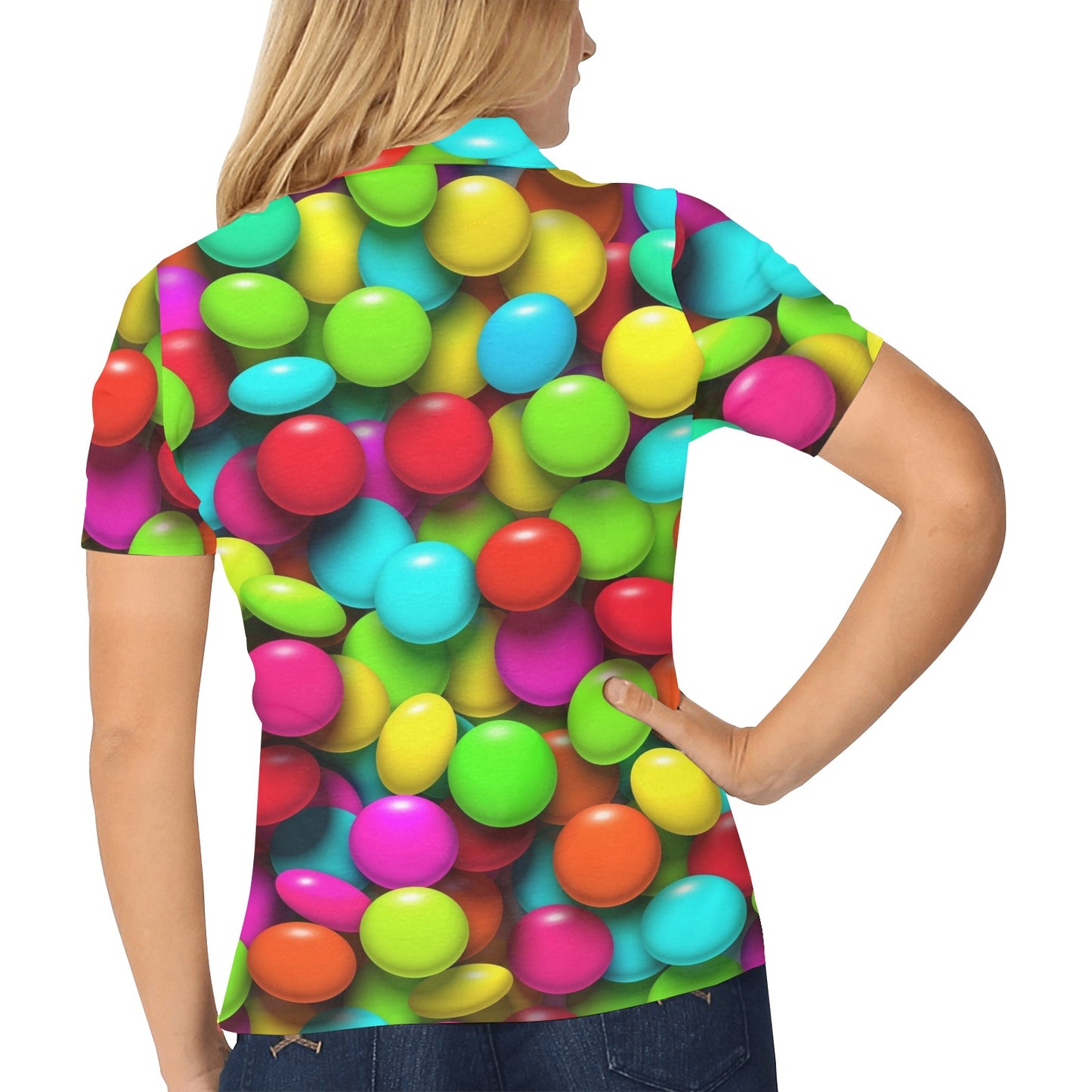 Candy Pattern Print Design CA03 Women's Polo Shirt