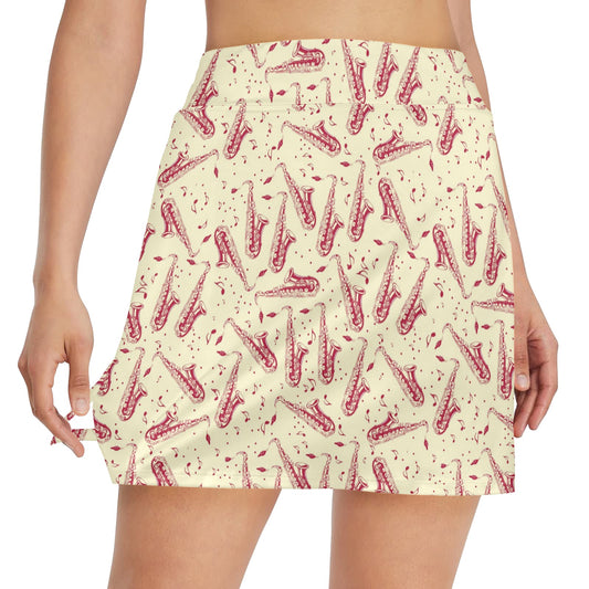 Saxophone Print Design LKS402 17" Golf & Pickleball Skort with Pockets