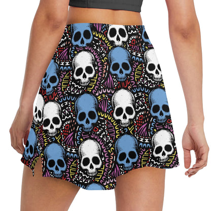 Skull Print Design LKS305 17" Golf & Pickleball Skort with Pockets