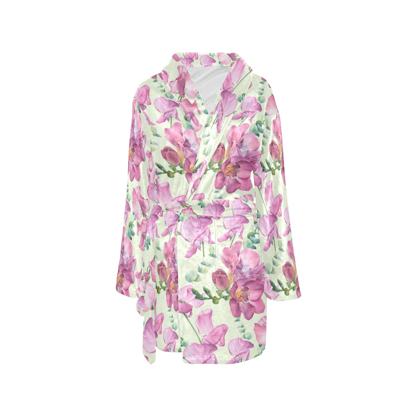 Peony Pattern Print Design PE011 Women's Fleece Robe