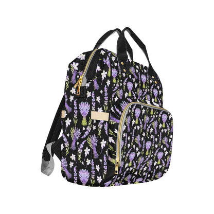 Lavender Pattern Print Design LV04 Diaper Bag Backpack