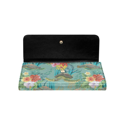 Sea Turtle Pattern Print Design T012 Women's Trifold Wallet